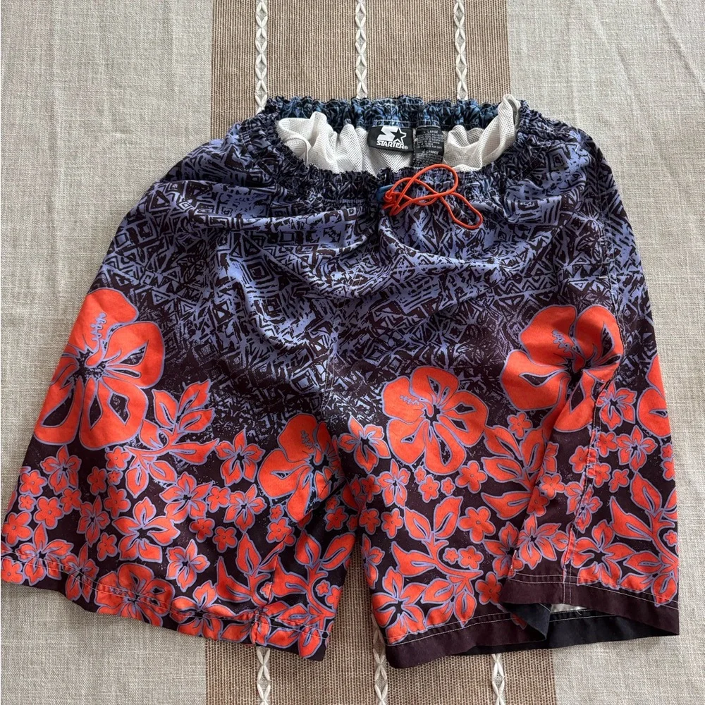 STARTER Men’s Floral Print Shorts - Orange and Blue